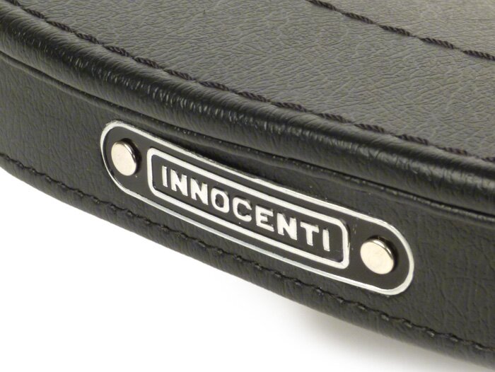 Saddle cover -LAMBRETTA front or rear- C, LC, D, LD - black (triangular shape)