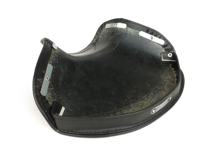 Saddle cover -LAMBRETTA front or rear- C, LC, D, LD - black (triangular shape)