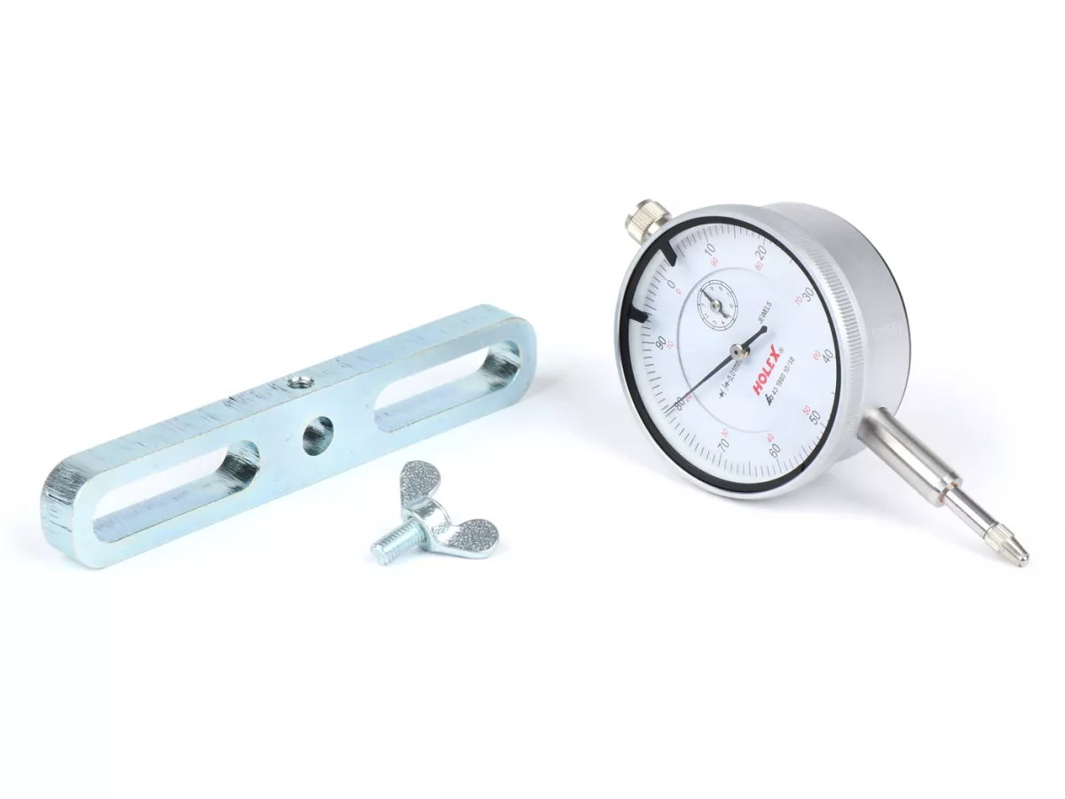 Meetklok -BGM ORIGINAL- Universeel 0,01-10mm- met houder voor cilinderbouten