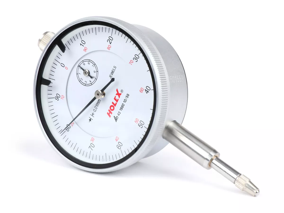 Meetklok -BGM ORIGINAL- Universeel 0,01-10mm- met houder voor cilinderbouten