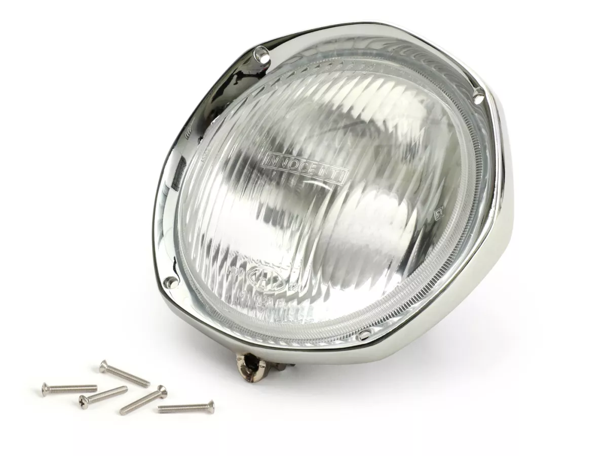 Faro completo incl. anello di rifinitura -CASA LAMBRETTA- Lambretta SX, LI S, TV Serie 3 (Innocenti/CEV - vetro)