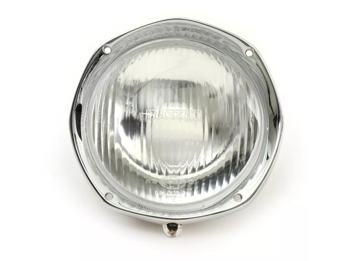 Faro completo incl. anello di rifinitura -CASA LAMBRETTA- Lambretta SX, LI S, TV Serie 3 (Innocenti/CEV - vetro)