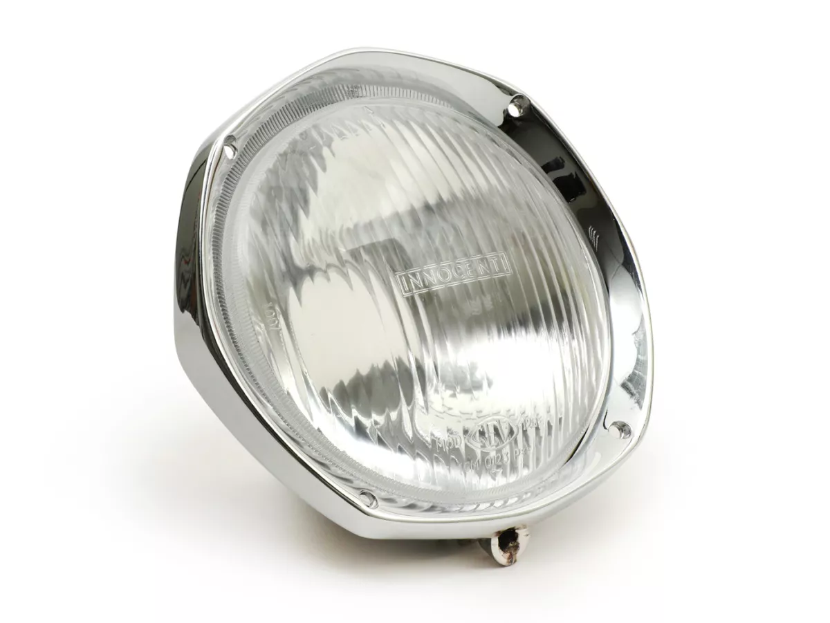 Faro completo incl. anello di rifinitura -CASA LAMBRETTA- Lambretta SX, LI S, TV Serie 3 (Innocenti/CEV - vetro)