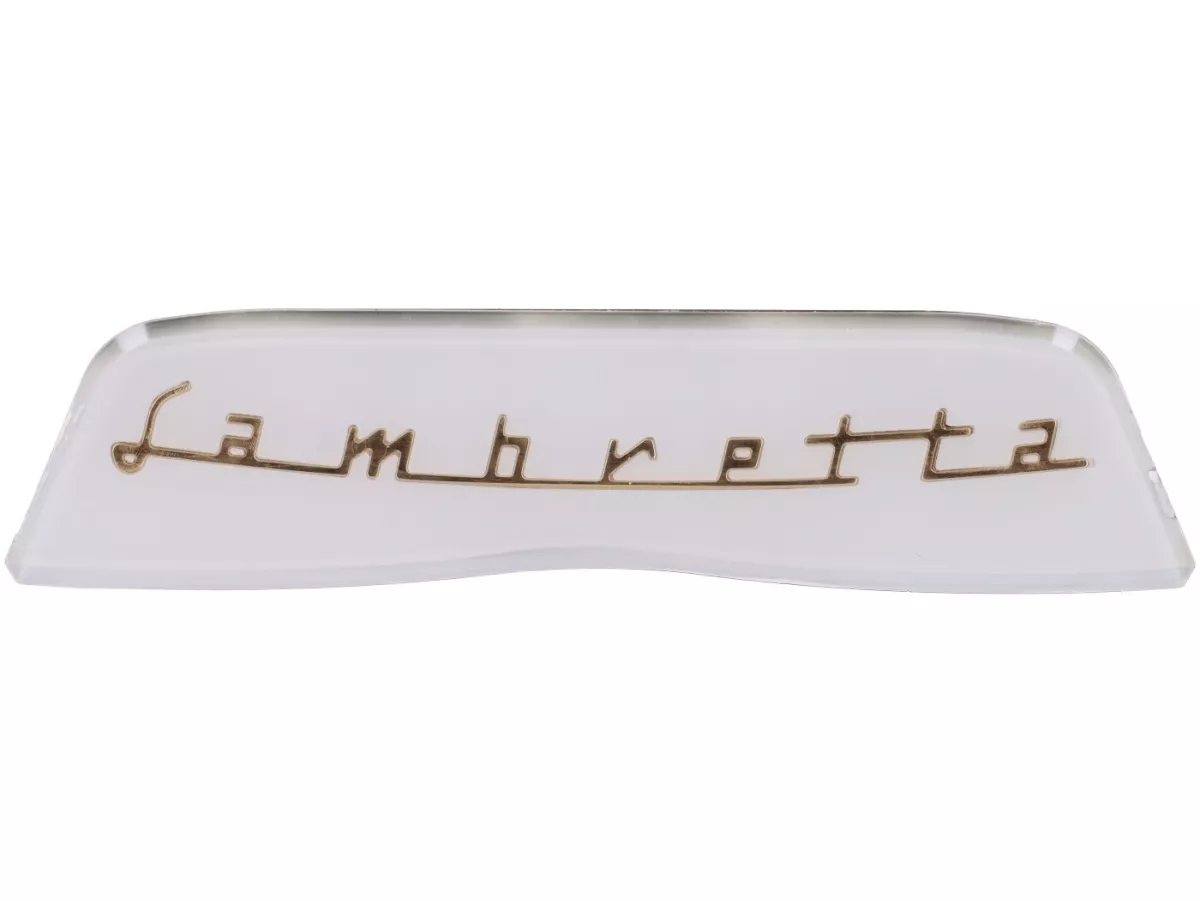 Rear badge -LAMBRETTA- Serveta LI (Series 3 - Scooterlinea) - white