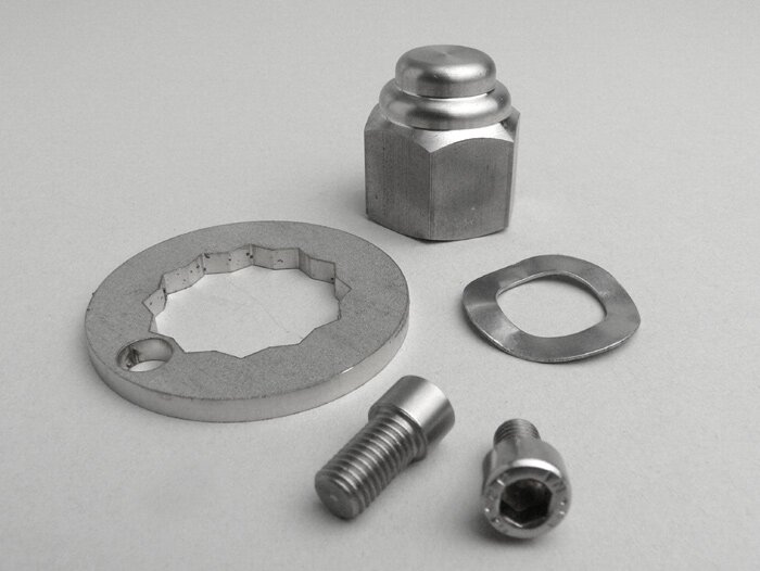 Juego de bloqueo tuerca rueda trasera -MB DEVELOPMENTS- Lambretta M7- LI (series 2-3), LIS, SX, TV (series 2-3), DL, GP - acero inoxidable