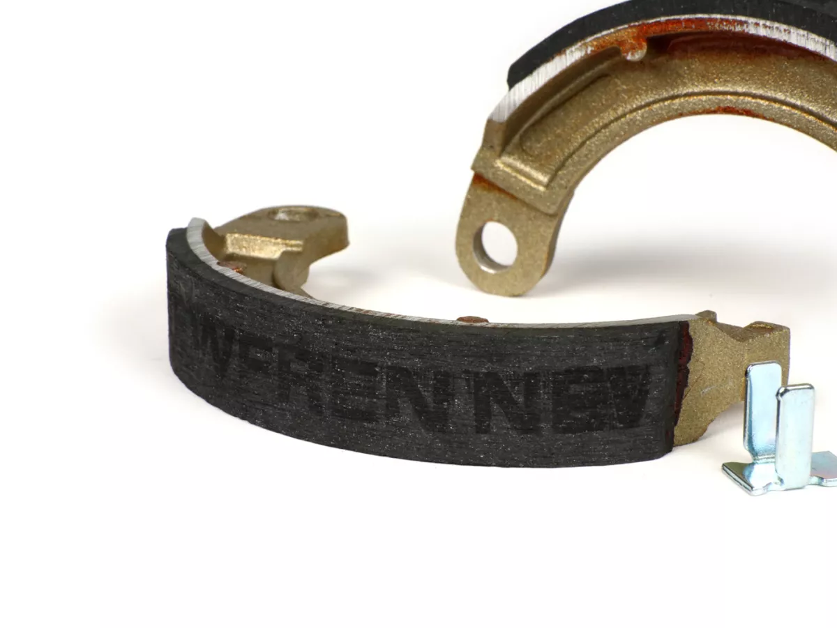 Brake shoes -VESPA Ø=127x23 mm- Vespa 8 rear, 1 anchor pin, Vespa Wideframe V1T-V15T (r), V30T-V33T (r), VM (r), VN (r), VL (r), VB (r), VNA1T-VNA2T (r), VNB1T-VNB3T (r), VBA1T (r), VBB1T (r)