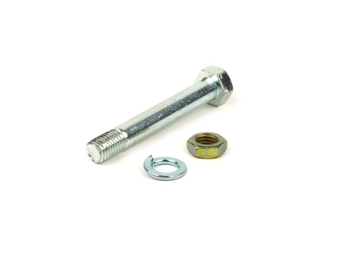 Baut -DIN 931- M9 x 65mm - termasuk mur dan snap ring - (digunakan untuk memasang peredam kejut belakang di bagian bawah mesin) - Vespa V50, PV, ET3, PX (-1984), Vespa Rally, Sprint150, GL150, Super, TS125, GT125, GTR125, GS160, GS4, SS180