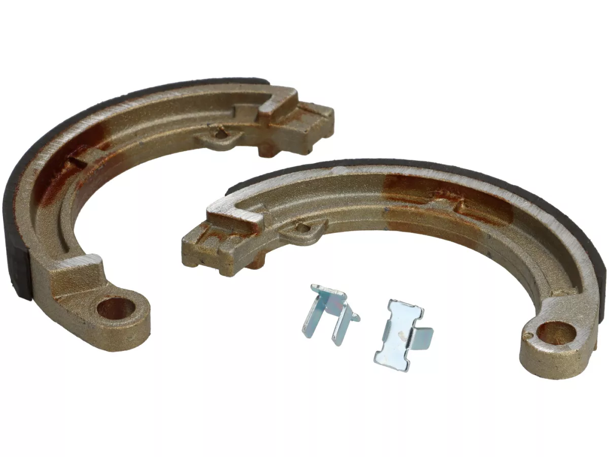 Brake shoes -VESPA Ø=125x17mm- 8 + 9 + 10 front, 1 anchor pin, Vespa Smallframe V50, V90, SS50, SS90, PV125, ET3, Wideframe V1T-V15T, V30T-V33T, VM, VN, VL, VB, VNA, VNB, VBA, VBB, Super