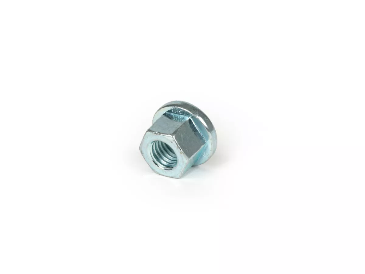 Polhjulsmutter M10 x 1,50 krage Ø=22mm h=15mm SW=16 -OEM KVALITET, galvaniserat stål- Vespa V50 R (från nr 917730), V50 S (från nr 81867), V90 (från nr 194927), PV125 (från nr 194970), ET3, PK S