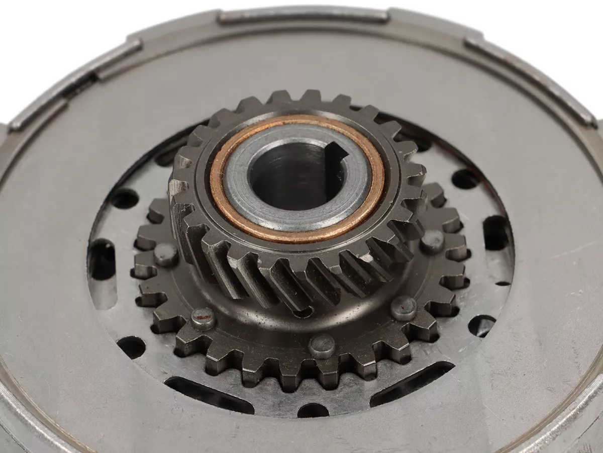 Embrayage -CIF- type 7 ressorts (Ø=115mm) - pour pignon élastique d’origine de 65 dents (dents hélicoïdales) - 3 disques d’embrayage garnis - 23 dents