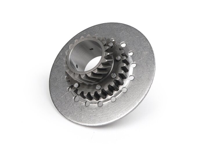 Pinion kopling -KUALITAS OEM, pegas Vespa tipe 6 (PX80, PX125, PX150) - untuk roda primer orisinil (gigi heliks) 67/68 gigi - 20 gigi (tinggi total 32,5 mm, tinggi pinion 11 mm)