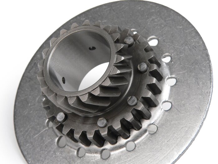 Pinion kopling -KUALITAS OEM, pegas Vespa tipe 6 (PX80, PX125, PX150) - untuk roda primer orisinil (gigi heliks) 67/68 gigi - 20 gigi (tinggi total 32,5 mm, tinggi pinion 11 mm)
