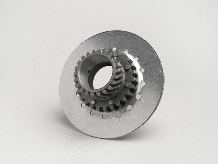 Piñón de embrague - CALIDAD OEM, Vespa tipo 6 muelles (Ø108mm, VNB4, VNB5, VNB6, GT125, GTR125, Super, TS125, VBB2T, GL125, GL150, Sprint125, Sprint 150, Super125, Super150)- 22 dientes (altura total 34.0mm, altura piñón 12mm