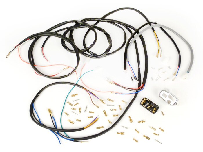 Conversie kabelboom set (incl. lichtschakelaar) -BGM PRO, Vespa AC Conversie naar elektronische ontsteking (Vespatronic) - Vespa Smallframe V50, 50N, PV125, ET3, Vespa Largeframe Sprint, Rally, TS, GT, GTR, GL, Super, GS160, SS180, VNA, VNB, VBA, VBB