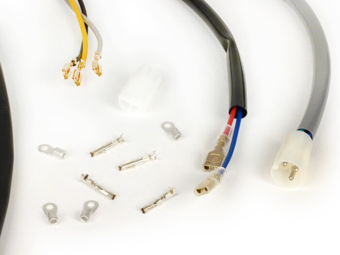 Conversie kabelboom set (incl. lichtschakelaar) -BGM PRO, Vespa AC Conversie naar elektronische ontsteking (Vespatronic) - Vespa Smallframe V50, 50N, PV125, ET3, Vespa Largeframe Sprint, Rally, TS, GT, GTR, GL, Super, GS160, SS180, VNA, VNB, VBA, VBB