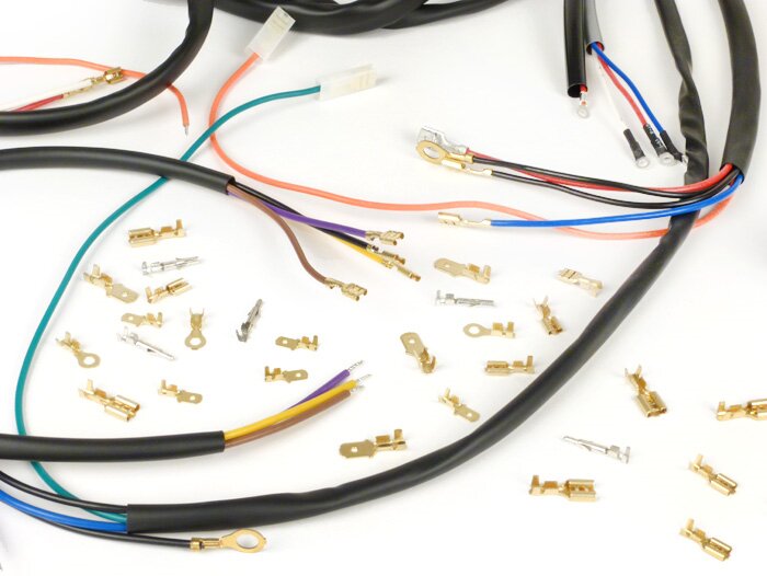 Conversie kabelboom set (incl. lichtschakelaar) -BGM PRO, Vespa AC Conversie naar elektronische ontsteking (Vespatronic) - Vespa Smallframe V50, 50N, PV125, ET3, Vespa Largeframe Sprint, Rally, TS, GT, GTR, GL, Super, GS160, SS180, VNA, VNB, VBA, VBB