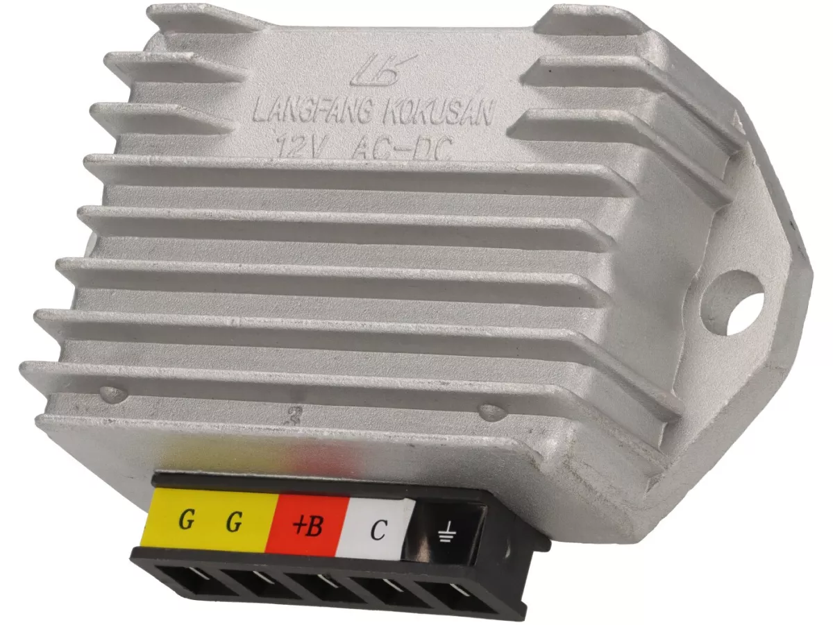 Spanningsregelaar -5-polig 12V (G-G-B+-C-aarde)- Vespa PX Elestart (vanaf 1998), Cosa, Cosa2 Elestart, PK XL2 Elestart
