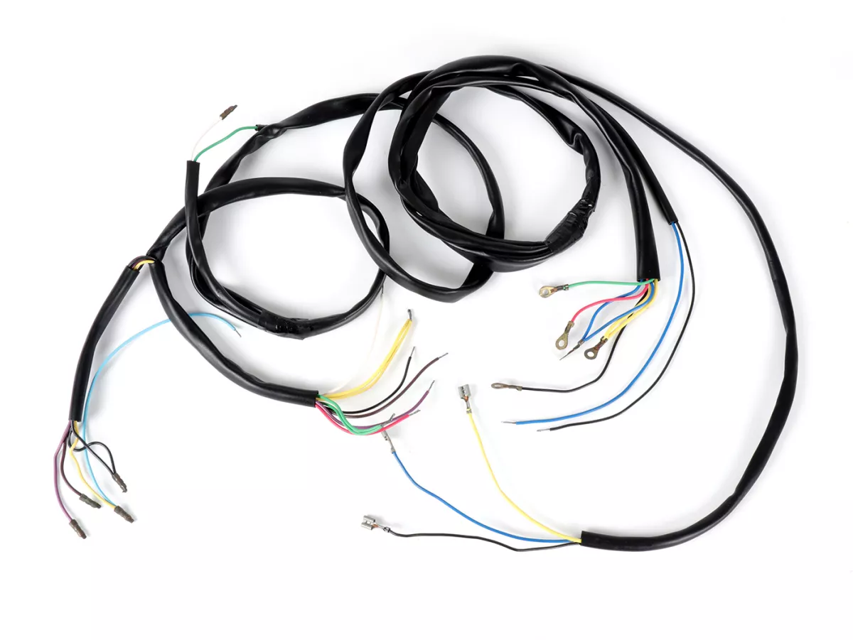 Kabelboom -PIAGGIO (NOS)- Vespa GT 125 (VNL2T, 30001-), Sprint 150 (VLB1T, 025401-), Super 125 (VNC1T), Super 150 (VBC1T, -251419), GL 150 (VLA1T) - Claxonschakelaar contactor (zonder batterij) - heeft ronde stekker voor koplampaansluiting