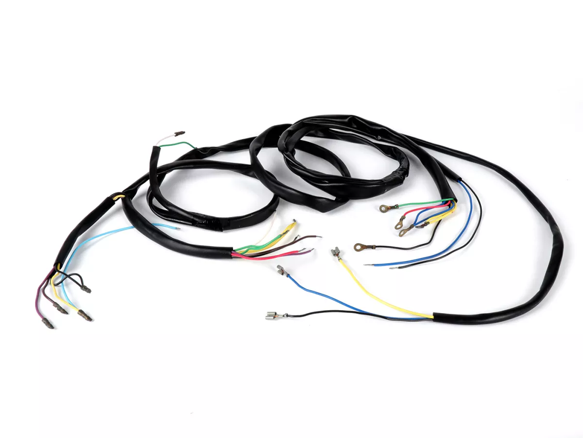 Kabelboom -PIAGGIO (NOS)- Vespa GT 125 (VNL2T, 30001-), Sprint 150 (VLB1T, 025401-), Super 125 (VNC1T), Super 150 (VBC1T, -251419), GL 150 (VLA1T) - Claxonschakelaar contactor (zonder batterij) - heeft ronde stekker voor koplampaansluiting