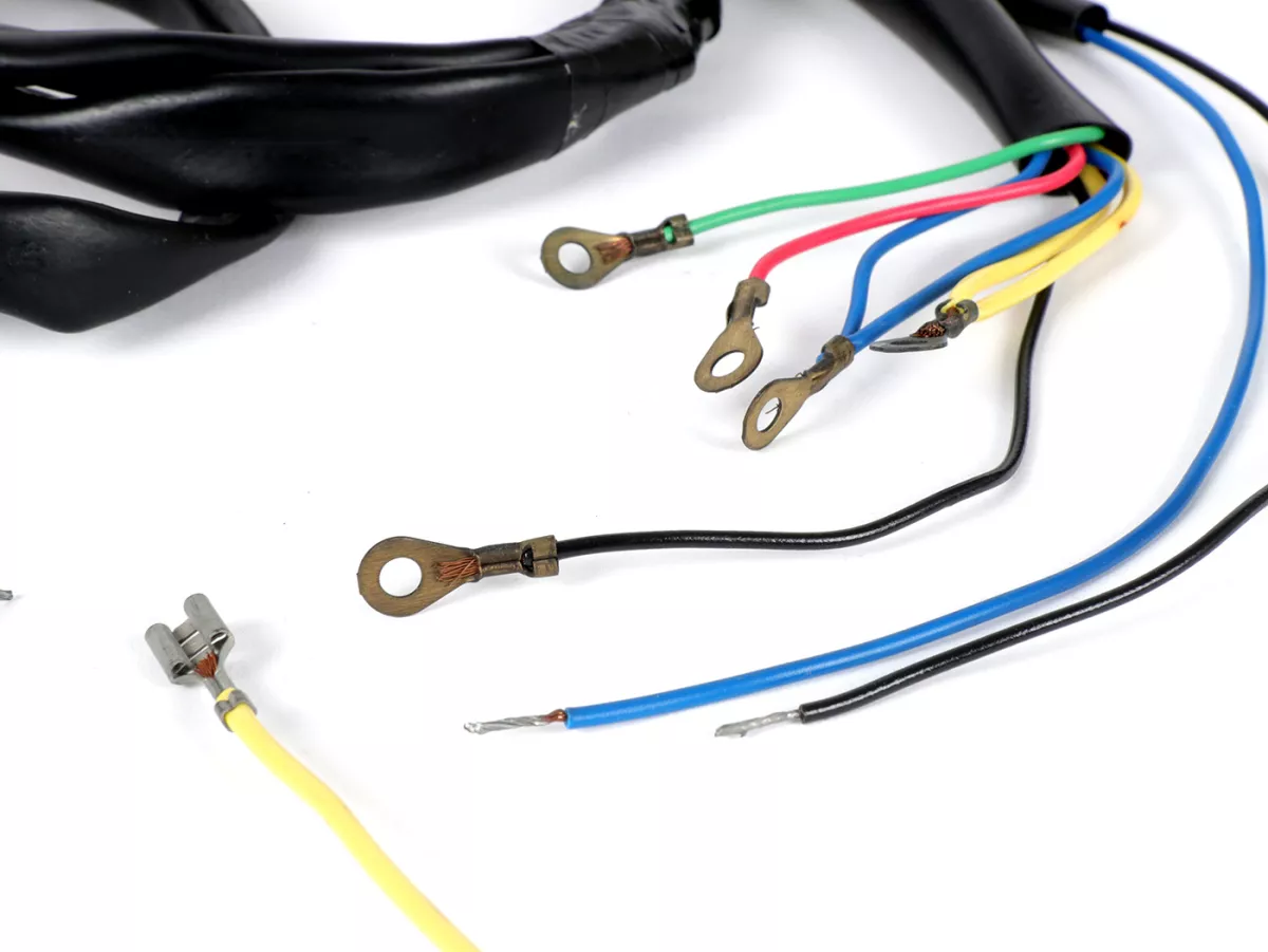 Kabelboom -PIAGGIO (NOS)- Vespa GT 125 (VNL2T, 30001-), Sprint 150 (VLB1T, 025401-), Super 125 (VNC1T), Super 150 (VBC1T, -251419), GL 150 (VLA1T) - Claxonschakelaar contactor (zonder batterij) - heeft ronde stekker voor koplampaansluiting