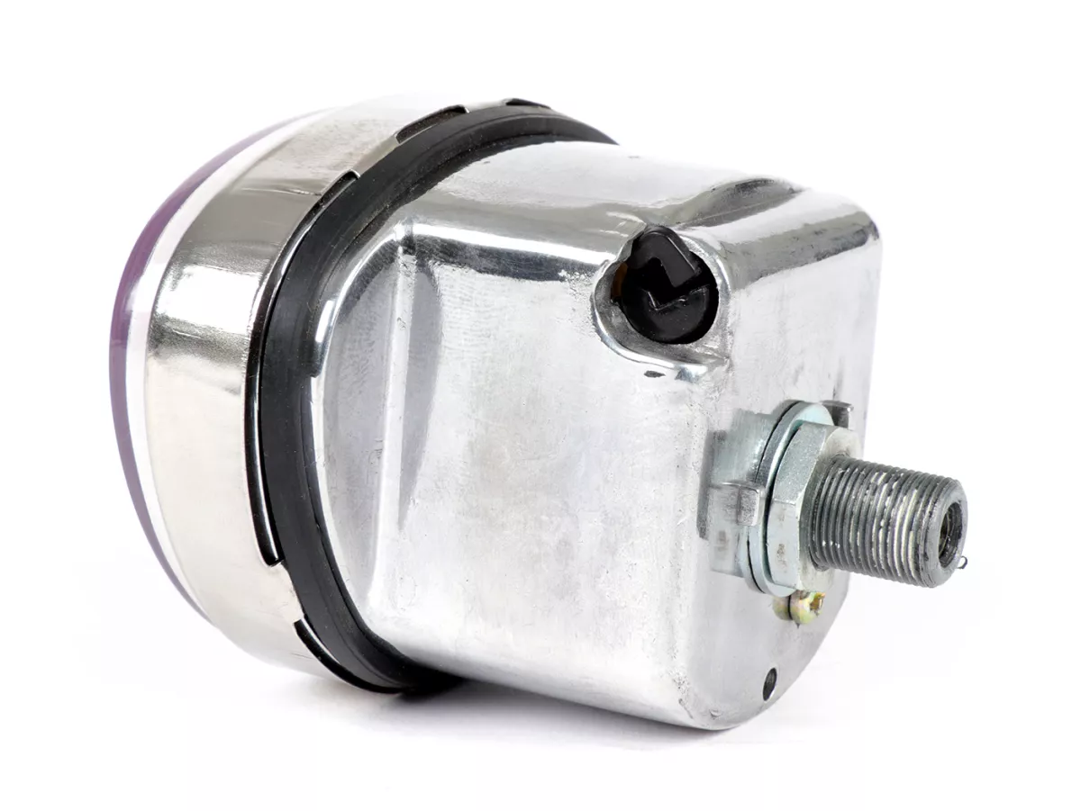 Speedometer -OEM QUALITY 100km/h (1965-1971 old rectangle logo)- Vespa 50 Super Sprint (SS50, V5SS1T), Super Sprint 90 (SS90, V9SS1T), 125 Nuova (VMA1T), 125 Primavera (PV125, VMA2T -22874), 125 Super (VNC1T -10399), 150 Super (VBC1T -13599) - 100km/h (wh