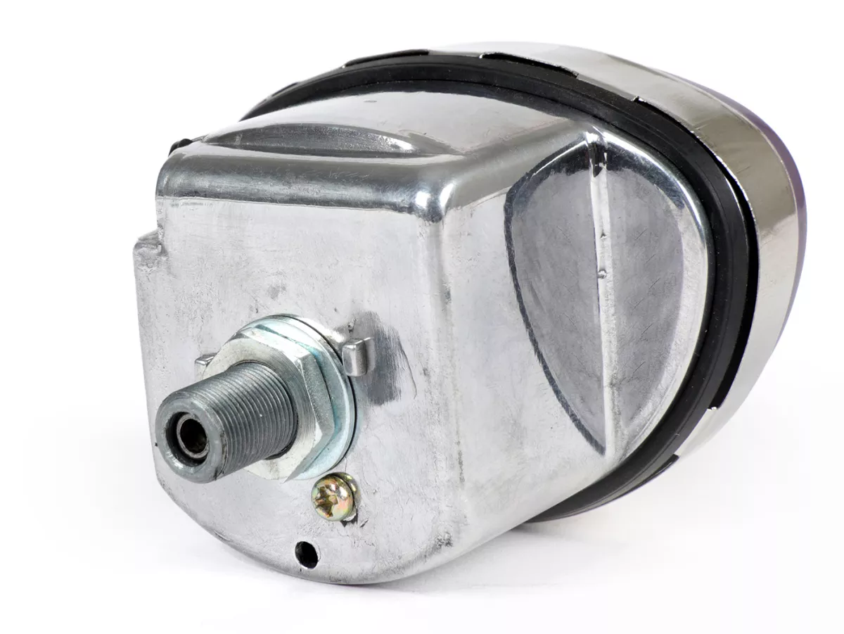 Speedometer -OEM QUALITY 100km/h (1965-1971 old rectangle logo)- Vespa 50 Super Sprint (SS50, V5SS1T), Super Sprint 90 (SS90, V9SS1T), 125 Nuova (VMA1T), 125 Primavera (PV125, VMA2T -22874), 125 Super (VNC1T -10399), 150 Super (VBC1T -13599) - 100km/h (wh