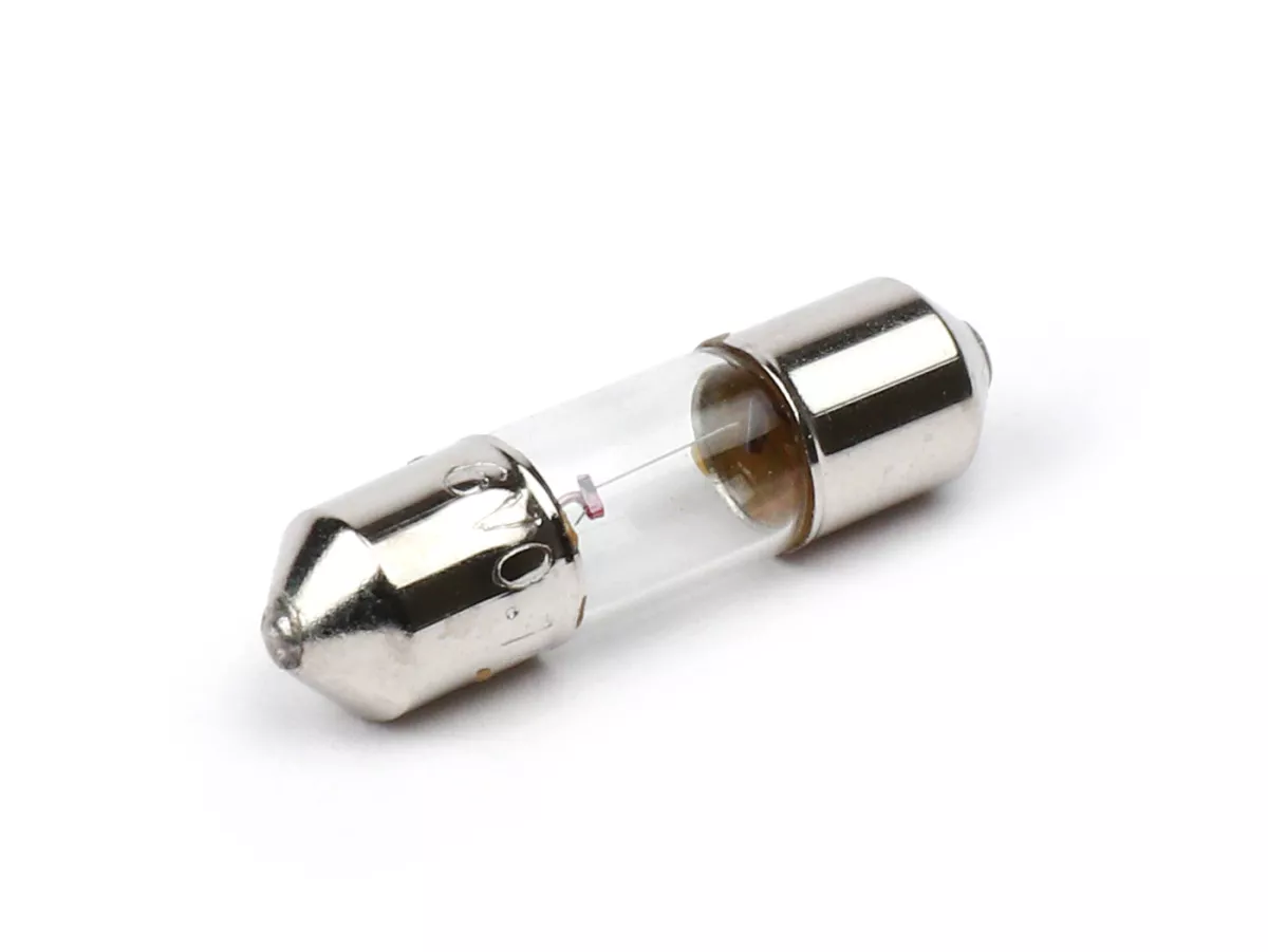 Soffitte -6x24mm- 6V 0,6W - Vit (används för hastighetsmätarbelysning) - Vespa Rally180 (VSD1T), Rally200 (VSE1T), 50SS, 90SS, PV125, ET3, GTR125, TS125, Sprint150 Veloce