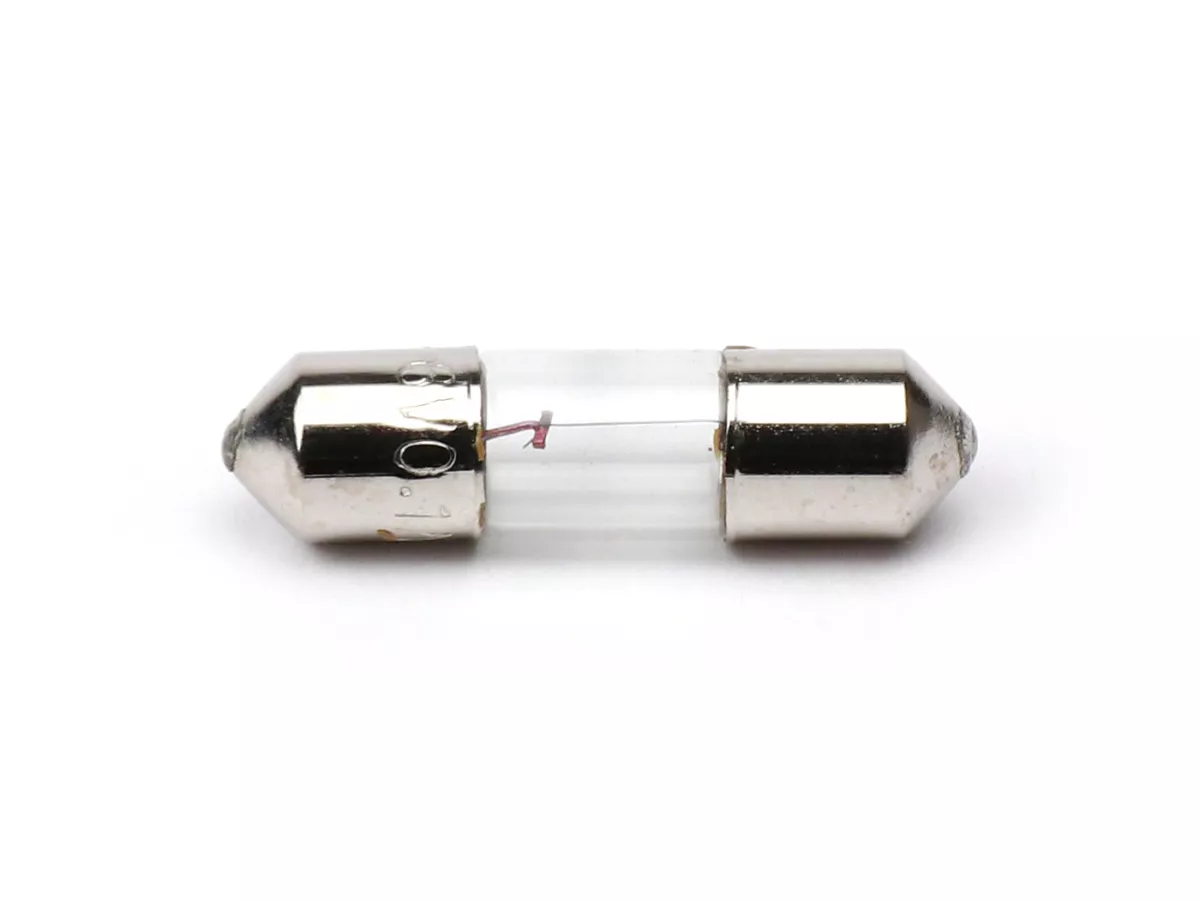 Soffitte -6x24mm- 6V 0,6W - Vit (används för hastighetsmätarbelysning) - Vespa Rally180 (VSD1T), Rally200 (VSE1T), 50SS, 90SS, PV125, ET3, GTR125, TS125, Sprint150 Veloce