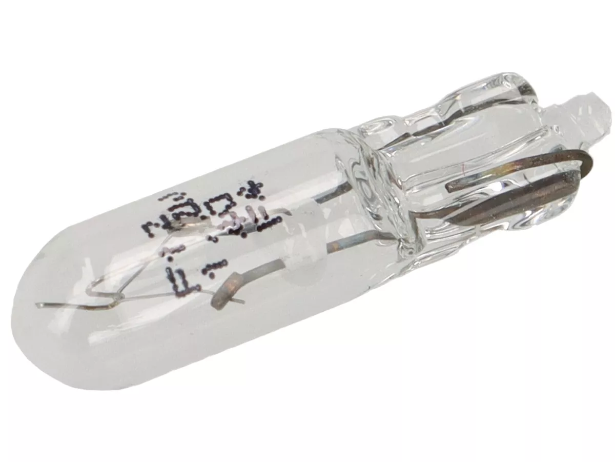 Lampadina -W2X4,6d, base in vetro- 12V 1,2W - bianca - utilizzata come indicatore luminoso