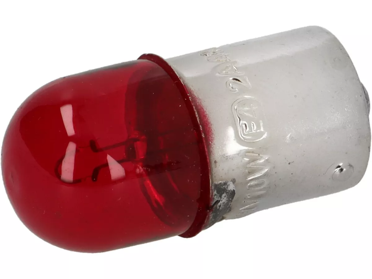 Light bulb -BA15s (straight pins) - 12V 10W - red