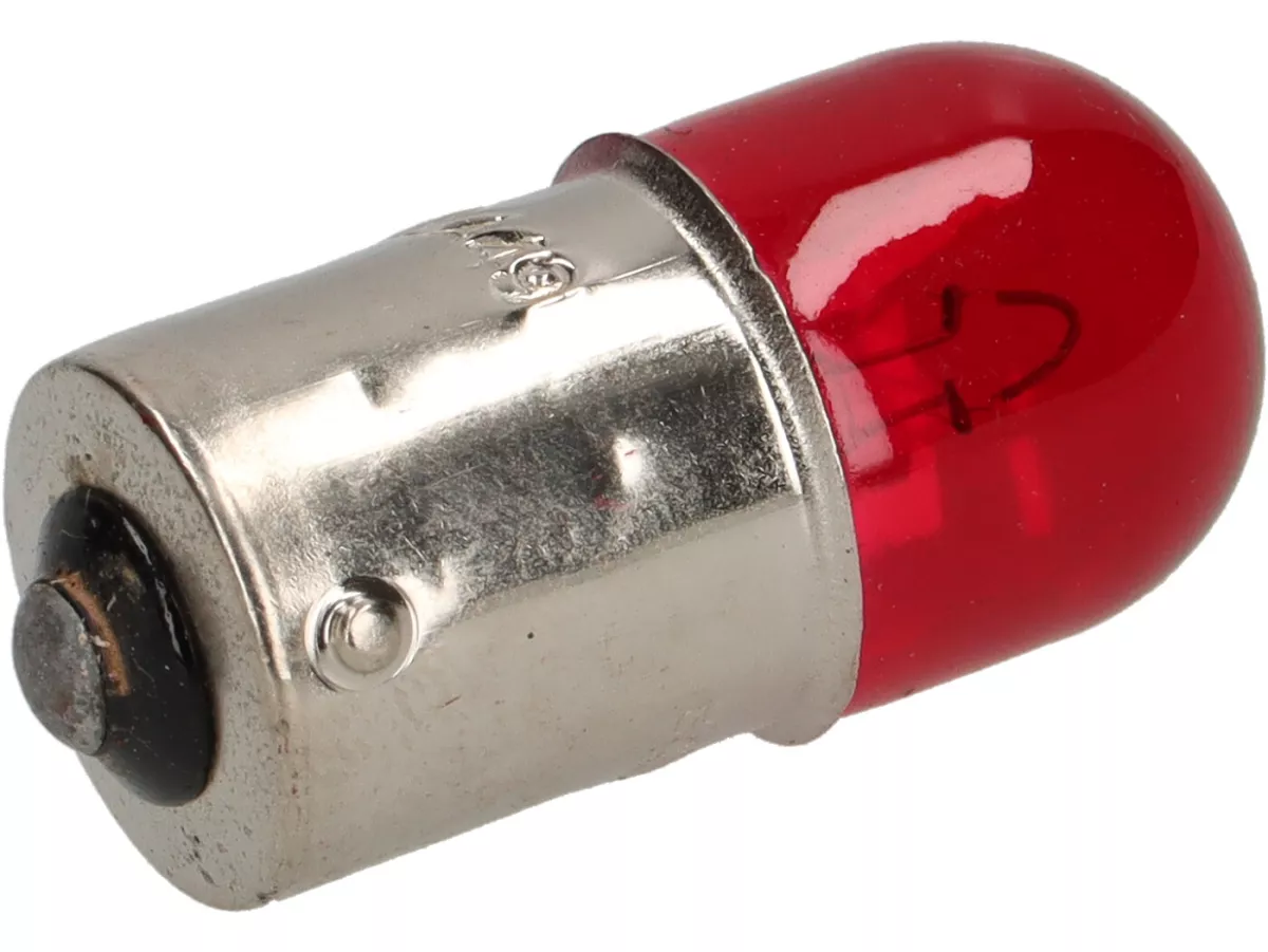 Light bulb -BA15s (straight pins) - 12V 10W - red