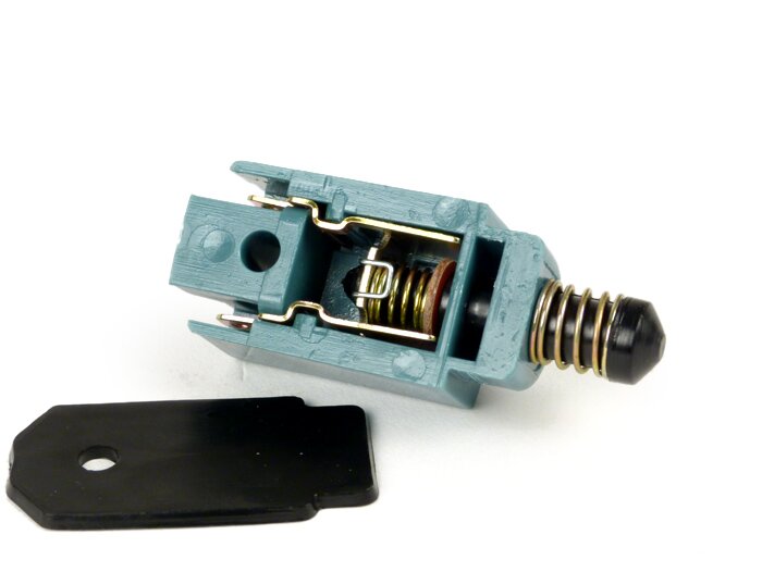 Interruptor luz de freno - CALIDAD OEM - Vespa PX80, PX125, PX150, PX200 (modelos con intermitentes), PK50 XL, PK125 XL, T5 125cc - Contacto NA (azul/rojo)