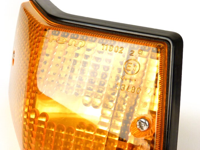 Indicator -SIEM- Vespa PX80, PX125, PX150, PX200, T5 125cc - zwarte behuizing - oranje lenzen - linksachter