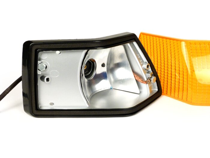 Indicator -SIEM- Vespa PX80, PX125, PX150, PX200, T5 125cc - zwarte behuizing - oranje lenzen - linksachter