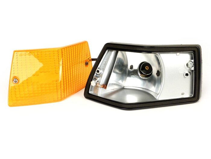 Indicator -SIEM- Vespa PX80, PX125, PX150, PX200, T5 125cc - zwarte behuizing - oranje lenzen - rechtsachter
