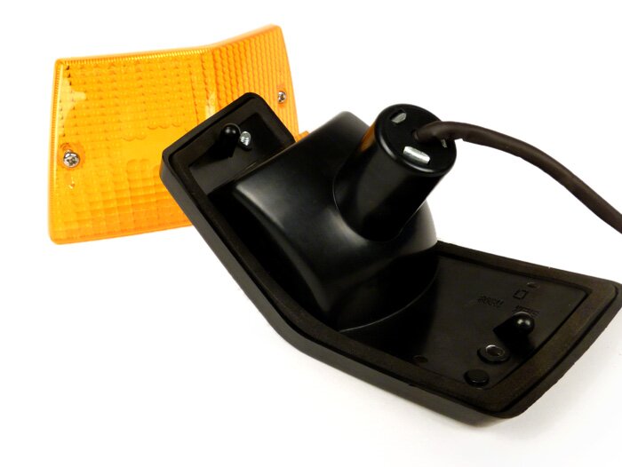 Indicator -SIEM- Vespa PX80, PX125, PX150, PX200, T5 125cc - zwarte behuizing - oranje lenzen - rechtsachter