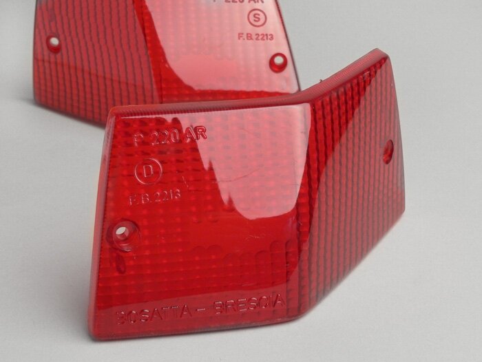 Lenti indicatori di direzione -BOSATTA set di 2 Vespa PX80, PX125, PX150, PX200, T5 125cc posteriore- rosso