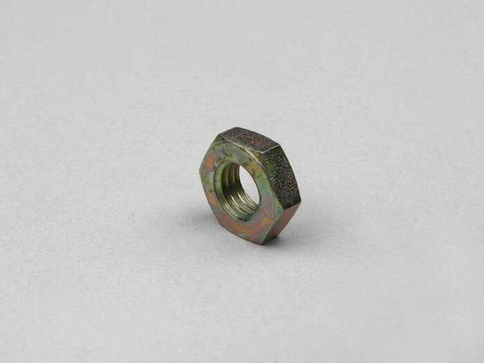 Dado -DIN 934- M9 (utilizzato per ammortizzatore/motore Vespa PX80, PX125, PX150, PX200 (-1984), Rally180 (VSD1T), Rally200 (VSE1T), Sprint150 (VLB1T), TS125 (VNL3T), GT125 (VNL2T), GTR125 (VNL2T), GS160 / GS4 (VSB1T), SS180 (VSC1T), GL150 (VLA1T), Super,