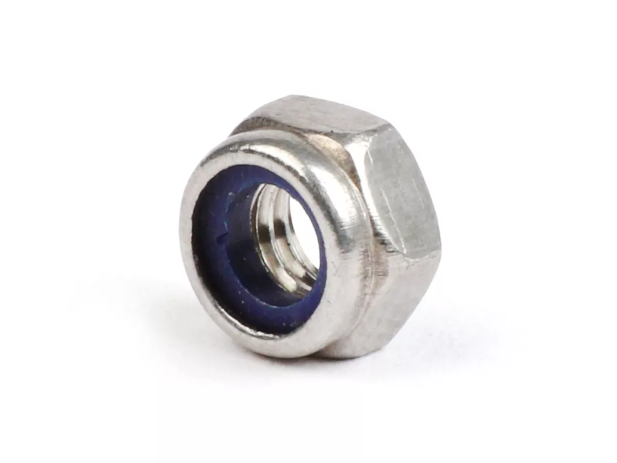 Självlåsande mutter -DIN 985- M5 (används för spakskruv Vespa PX, T5 125cc, Rally, Sprint, TS, GT, GTR, SS180, GS160, Super, GL, VNA, VNB, VBA, VBB, V50, V90, SS50, SS90, PV125, ET3)