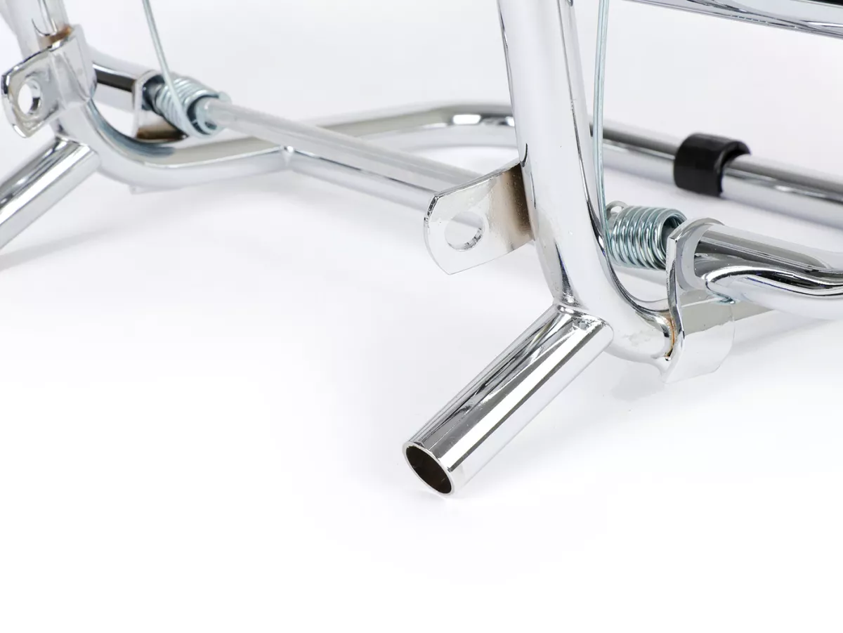 Porte bagages avant rabattable -FA ITALIA- Vespa Smallframe V50, PV125, ET3, Vespa Largeframe Rally180, Vespa Rally200, Sprint150, TS125, GT125, GTR125, Vespa PX80, PX125, PX150, PX200 - chromé