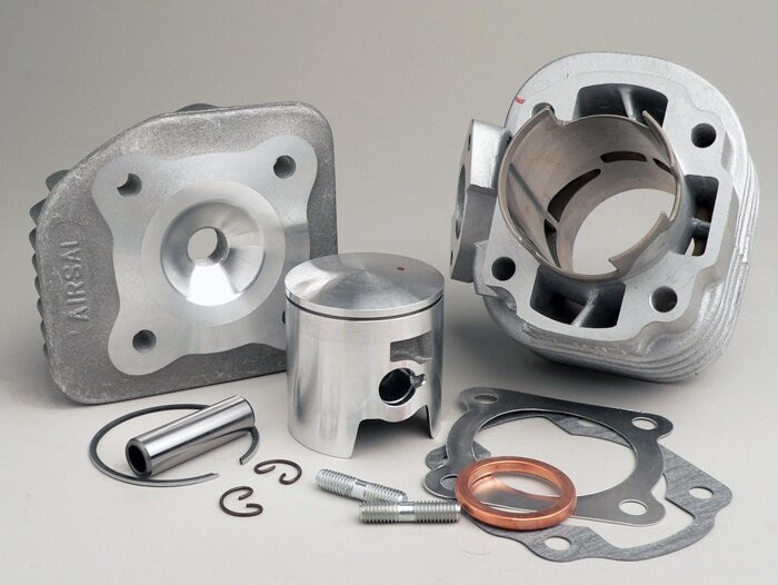 Cylindre -AIRSAL 70 cc T6 Racing- CPI AC Euro 2 - 12mm l'axe de piston - (angle de la bride de fixation de pot d'échappement de 10°)