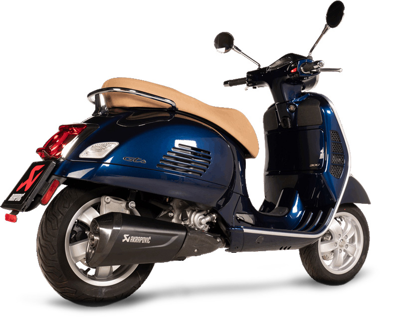 Avgasrör -AKRAPOVIC Black Slip-On Line (SS)- Vespa GTS Super HPE 300 (Euro 5, ZAPMD3100, ZAPMD3101, ZAPMD3101, ZAPMD3103, ZAPMD3104) - Vespa GTV 300ie Keyless HPE ABS (2023, ZAPMD3108) - Svart rostfritt stål