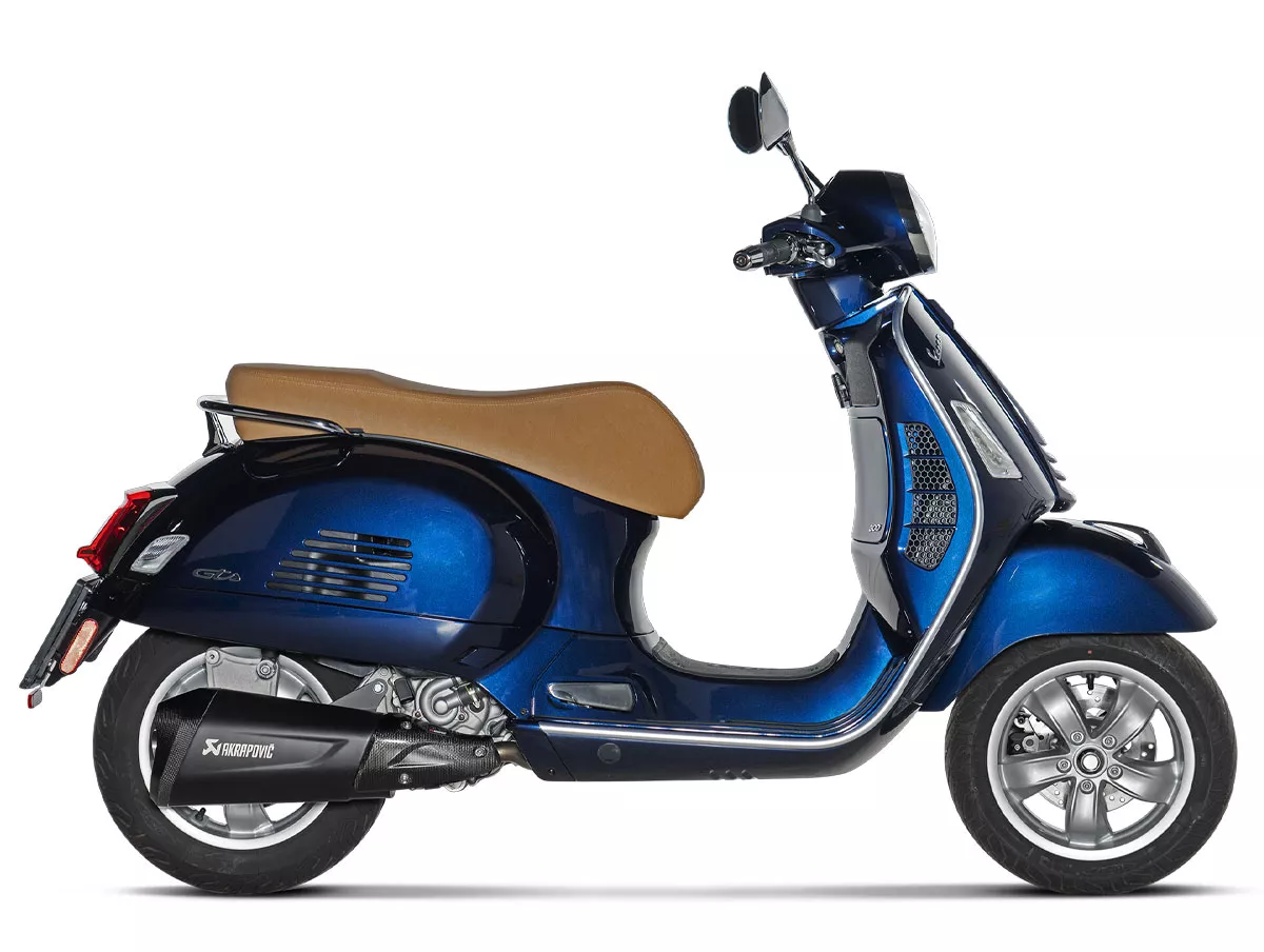 Escape -AKRAPOVIC Black Slip-On Line (SS)- Vespa GTS Super HPE 300 (Euro 5, ZAPMD3100, ZAPMD3101, ZAPMD3101, ZAPMD3103, ZAPMD3104) - Vespa GTV 300ie Keyless HPE ABS (2023, ZAPMD3108) - Acero inoxidable negro