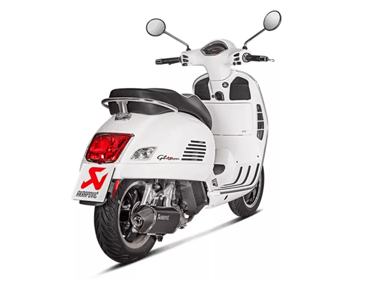 Escape -AKRAPOVIC Slip-On Line (SS), Euro 5- Vespa GTS 125 (ZAPMD3200, ZAPMD3201), Vespa GTS Super 125 (ZAPMD3200) - acero inoxidable negro