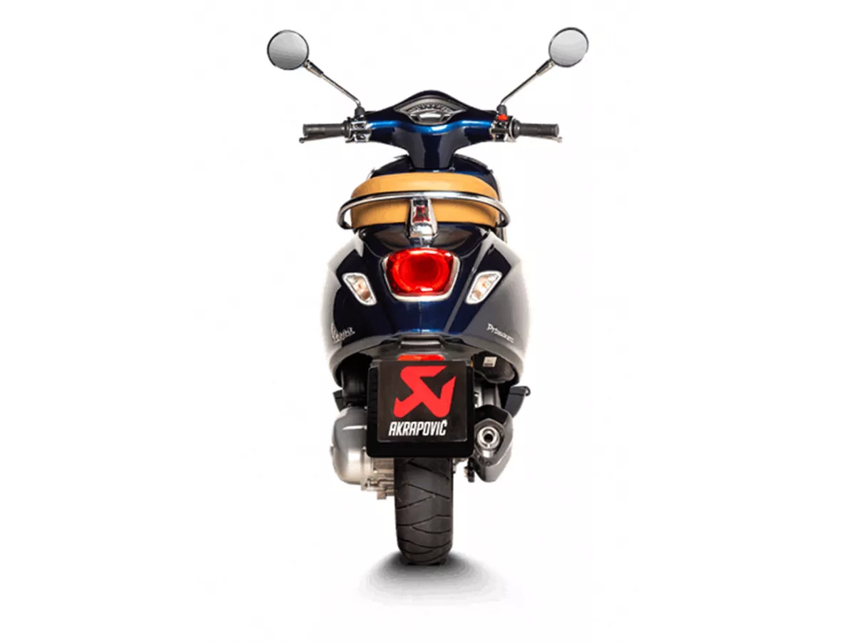 Uitlaat -AKRAPOVIC Slip-On Line (SS), Euro 5- Vespa Primavera 125 (ZAPMD1100), Vespa Primavera 150 (ZAPMD120), Vespa Sprint 125 (ZAPMD1101), Vespa Sprint 150 (ZAPMD1201) - roestvrij staal zwart