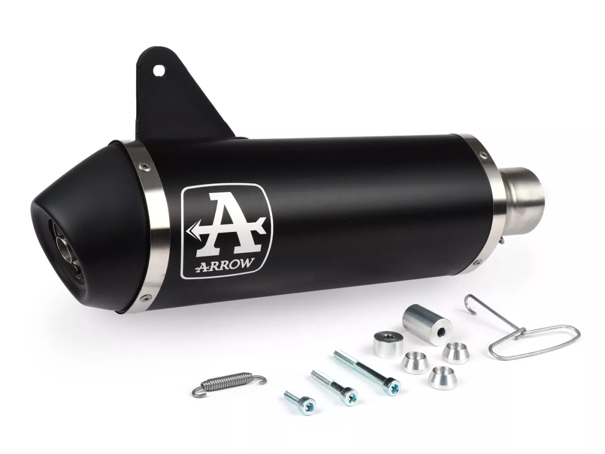 Bakre ljuddämpare- ARROW Urban- Mörk aluminium- Vespa GTS Super HPE 300 (Euro 5, ZAPMD3100, ZAPMD3101, ZAPMD3101, ZAPMD3103, ZAPMD3104) - Vespa GTV 300ie Keyless HPE ABS (2023, ZAPMD3108)