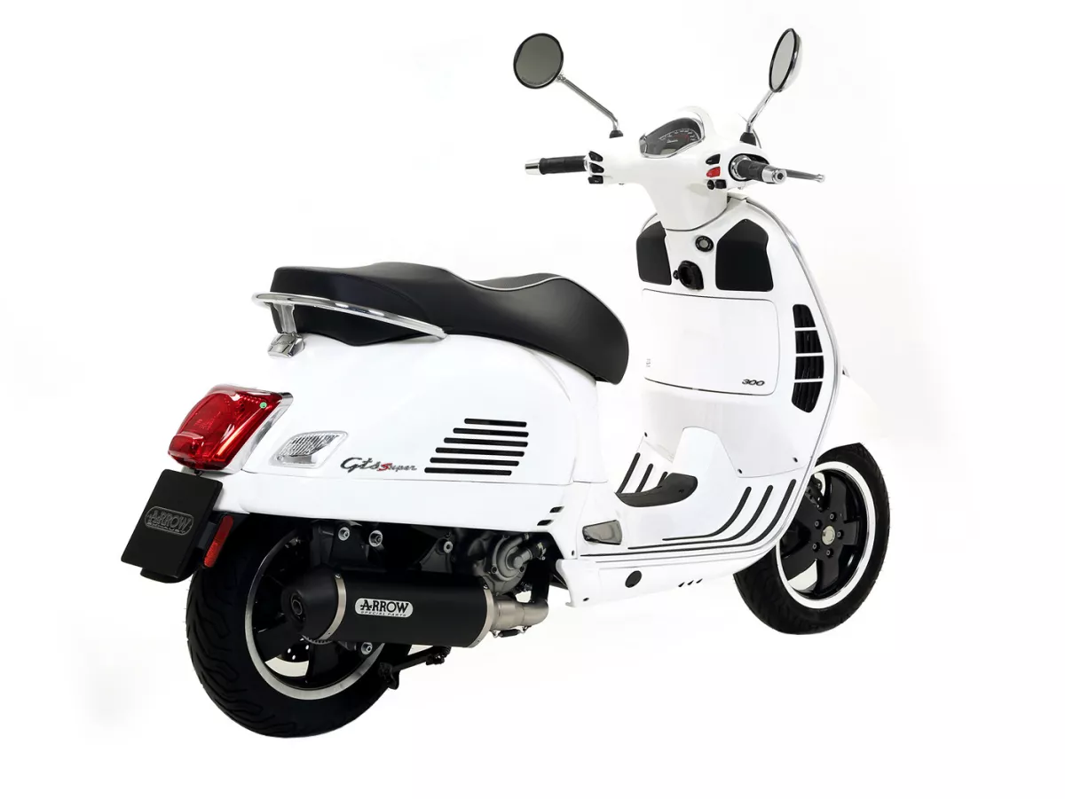 Scarico -ARROW- Urban Dark Aluminium- Vespa GTS300 (2017-), Euro4 (MA3C) - GTS300 HPE, Supertech, Touring, Super (ZAPMA3600), GTV300 Sei Giorni (ZAPMA3302), GTV300 HPE Sei Giorni (ZAPMA362, ZAPMA3602), GTS300 (ZAPMA3300) - Racing