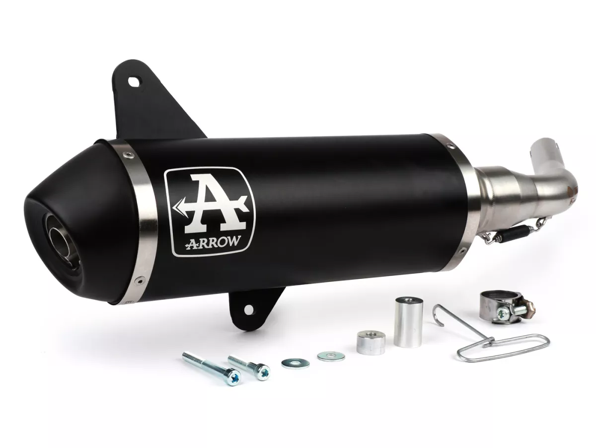 Uitlaat -ARROW- Urban Dark Aluminium- Vespa GTS300 (2017-), Euro4 (MA3C) - GTS300 HPE, Supertech, Touring, Super (ZAPMA3600), GTV300 Sei Giorni (ZAPMA3302), GTV300 HPE Sei Giorni (ZAPMA362, ZAPMA3602), GTS300 (ZAPMA3300) - met katalysator