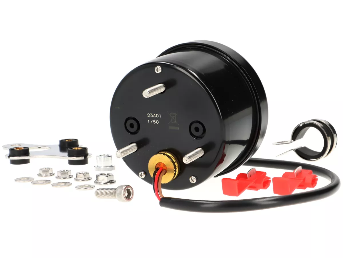 Cuentarrevoluciones -KOSO analógico, 10000rpm, con luz de cambio- universal (Ø=85mm) - negro