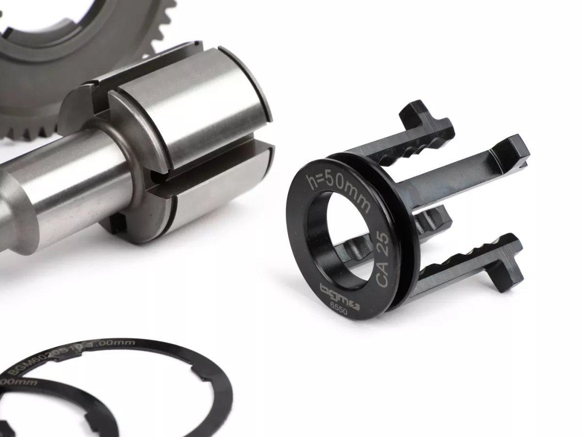 Caja de cambios -BENELLI tipo Road, engranaje estándar- Vespa V50, V90, 50N, PV125, ET3, SS50, SS90, PK S, PK XL1, PK XL2, ETS - (10/58, 14/54, 18/50, 22/46 dientes)